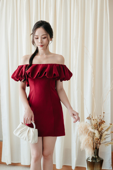 EMELINE OFF SHOULDER MINI DRESS (RED)