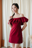 EMELINE OFF SHOULDER MINI DRESS (RED)