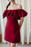 EMELINE OFF SHOULDER MINI DRESS (RED)