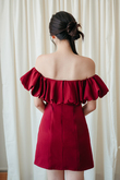 EMELINE OFF SHOULDER MINI DRESS (RED)