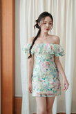 EMELINE OFF SHOULDER MINI DRESS (FLORAL) EMELINE OFF SHOULDER MINI DRESS (FLORAL)