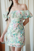 EMELINE OFF SHOULDER MINI DRESS (FLORAL) EMELINE OFF SHOULDER MINI DRESS (FLORAL)