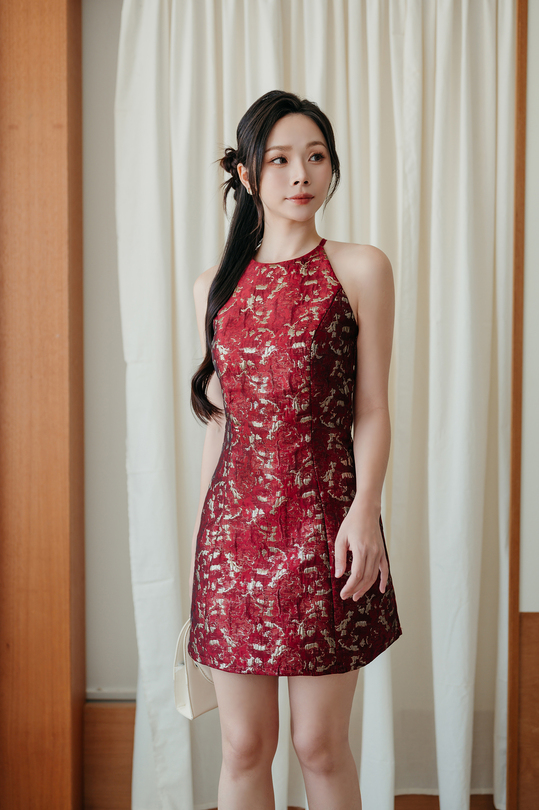 HAYZEE HALTER NECK DRESS (RED)