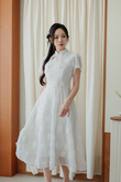 YAN CHEONGSAM MIDI DRESS (WHITE FLORAL)