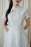YAN CHEONGSAM MIDI DRESS (WHITE FLORAL)