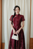 YAN CHEONGSAM MIDI DRESS (RED FLORAL)