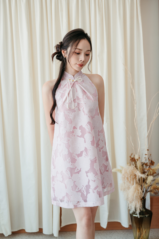 EFFIE CHEONGSAM DRESS (PINK FLORAL)