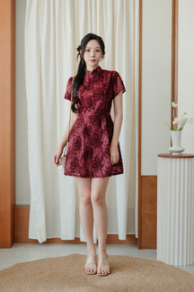 LENNICE CHEONGSAM MINI DRESS (RED FLORAL)