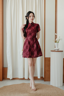 LENNICE CHEONGSAM MINI DRESS (RED FLORAL)