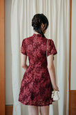 LENNICE CHEONGSAM MINI DRESS (RED FLORAL)