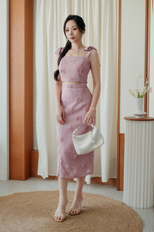 JEARL SELF TIE RIBBON TOP (PINK)