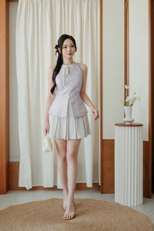 NATTIE HALTER NECK CHEONGSAM TOP (LIGHT PURPLE)