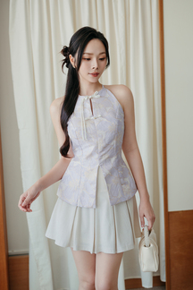 NATTIE HALTER NECK CHEONGSAM TOP (LIGHT PURPLE)