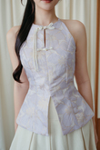 NATTIE HALTER NECK CHEONGSAM TOP (LIGHT PURPLE)