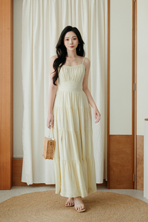 MENDY RUCHED BUST CAMI DRESS (YELLOW)