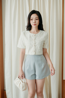 EMMIE ROUND NECK CROP TOP (CREAM FLORAL)