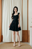 MIMI RUCHED TIERED SKIRT (BLACK)