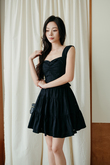 MIMI RUCHED TIERED SKIRT (BLACK)