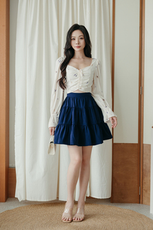MIMI RUCHED TIERED SKIRT (BLUE)