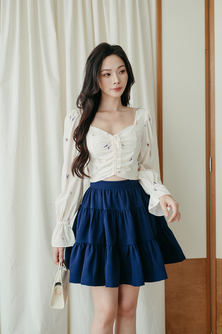 MIMI RUCHED TIERED SKIRT (BLUE)