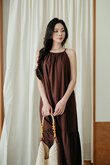 IDALIA HALTER NECK TIERED DRESS (BROWN) IDALIA HALTER NECK TIERED DRESS (BROWN)