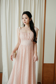 MATTIE SELF-TIE MIDAXI DRESS (PINK LACE)