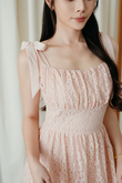 MATTIE SELF-TIE MIDAXI DRESS (PINK LACE)