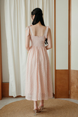 MATTIE SELF-TIE MIDAXI DRESS (PINK LACE)