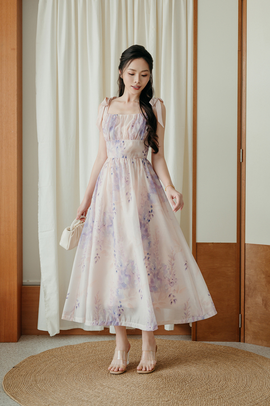 MATTIE SELF-TIE MIDAXI DRESS (FLORAL)