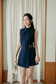 MEERA OVERLAP SLEEVELESS PLAYSUIT (NIGHT BLUE)
