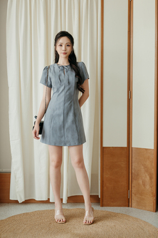 ELI RIBBON MINI DRESS (GREY)