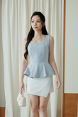 XANDRA SQUARE NECK LONG TOP (LIGHT BLUE)