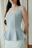 XANDRA SQUARE NECK LONG TOP (LIGHT BLUE)