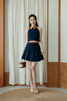 TALA HALTER CROP TOP (NIGHT BLUE)