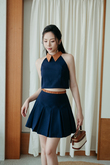 TYLER PLEATED A-LINE SKIRT (NIGHT BLUE)