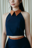 TALA HALTER CROP TOP (NIGHT BLUE)