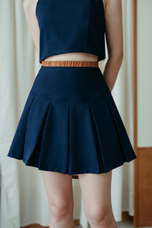 TYLER PLEATED A-LINE SKIRT (NIGHT BLUE)