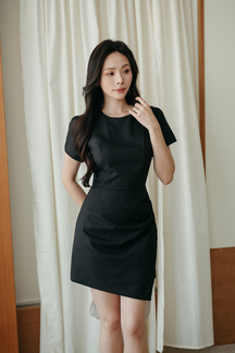 BAYLOR ASYMMETRICAL MINI DRESS (BLACK)
