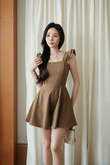 SINDEE FLUTTER SLEEVES PLAYSUIT (COFFEE)