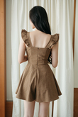 SINDEE FLUTTER SLEEVES PLAYSUIT (COFFEE)