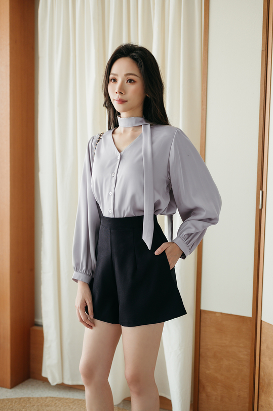 SAILOR LONG SLEEVES BLOUSE (GREY)