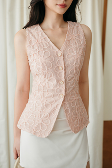 BRAELYN BUTTON VEST TOP (PINK)