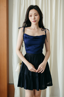 FLYN COWL NECK CROP TOP (BLUE)