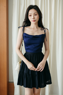 FLYN COWL NECK CROP TOP (BLUE)