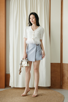 BEKI ASYMMETRICAL WRAP SKORTS (LIGHT GREY)