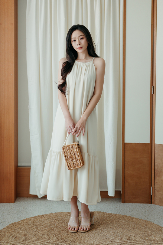 IDALIA HALTER NECK TIERED DRESS (CREAM) IDALIA HALTER NECK TIERED DRESS (CREAM)