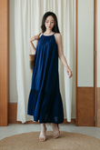 IDALIA HALTER NECK TIERED DRESS (BLUE)