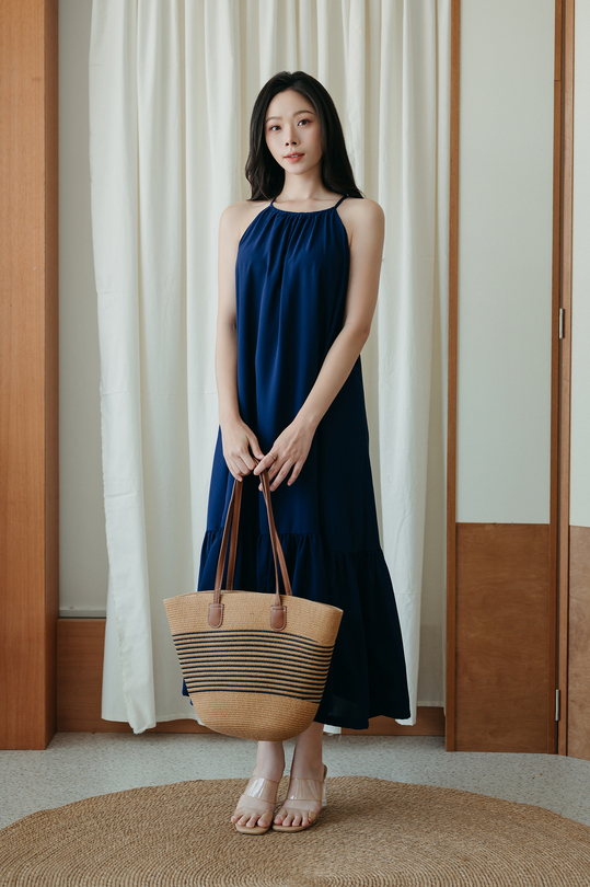 IDALIA HALTER NECK TIERED DRESS (BLUE)