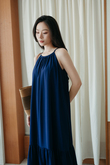 IDALIA HALTER NECK TIERED DRESS (BLUE)