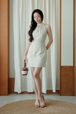 ROSSY HALTER NECK MINI DRESS (BEIGE) ROSSY HALTER NECK MINI DRESS (BEIGE)